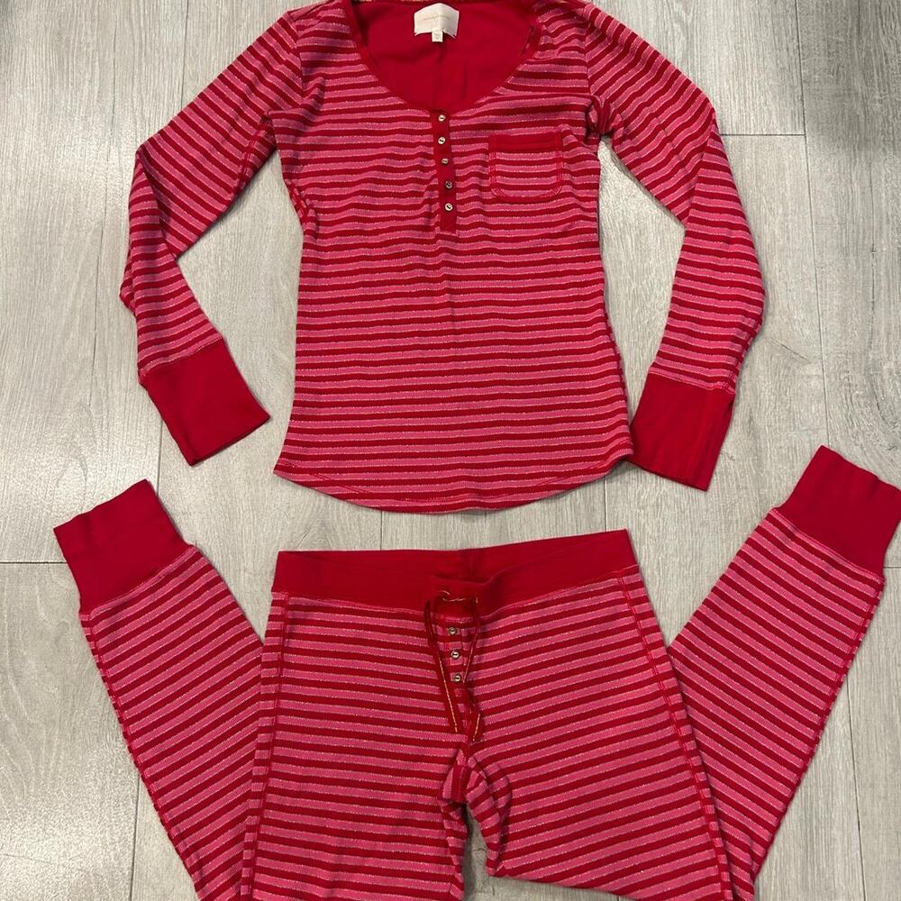 Victoria's Secret pink and red pj set. Size medium